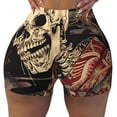 thumbnail image 2 of Sikiie Gothic Eastern Floral Skull Workout Shorts Women Scrunch Butt Gym Shorts Seamless High Waist Tummy Control Yoga Biker Athletic Shorts-X-Large, 2 of 8