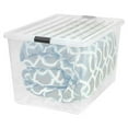 thumbnail image 3 of IRIS Large 132 Qt Buckle Down Snap Handle Storage Caddy Bin Tote w/ Lid, Clear, 3 of 4