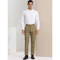 thumbnail image 3 of Unique Bargains Men's Dress Plaid Pants Casual Flat Front Stretch Checked Trousers 38 Brown White, 3 of 6
