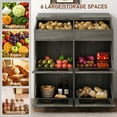 thumbnail image 5 of ChVans Large Potato Storage Wood Bin, Wooden Bread Storage Bins, Decorative Potato and Onion Storage Bin with 4 Doors, Potato Bin with Grocery Section, Wooden Vegetable Storage Box with Lid, 5 of 7