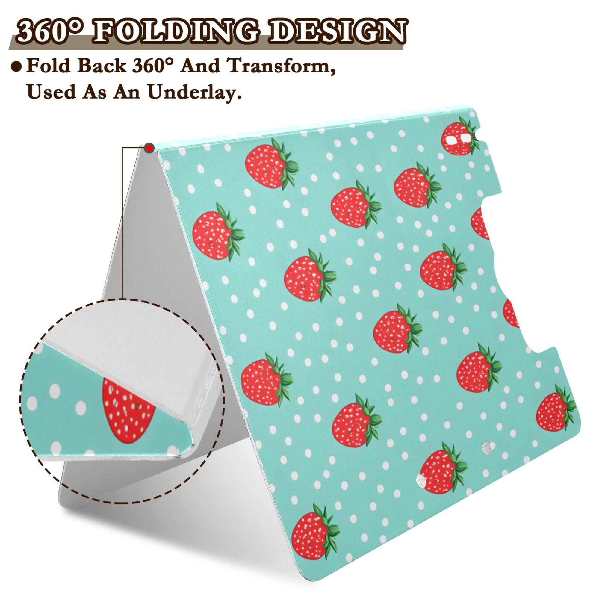 FORMRS A4 Clipboard Folder with Pen Holder Horizontal Foldable School Office Binder, Strawberry Pattern