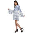 thumbnail image 3 of Moomaya Printed Women Mini Long Bell Sleeve Shift Dress Clothing Summer Wear, 3 of 6