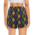 thumbnail image 3 of Picia Mardi Gras Shiny Green Purple Pattern Women's 2 in 1 Athletic Running Shorts High Waisted Workout Casual Gym Sweat Shorts with Comfy Liner Zipper Pockets-XX-Large, 3 of 9