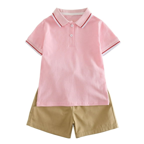 Gubotare Boys Summer Clothes Boys Clothing Sets Loose Athletic Performance Crew Neck T-Shirt and Short Outfits,15-16 Years Pink