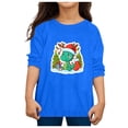 thumbnail image 4 of XEGLSBU Girls Long Sleeve Shirts Size 10-12 Orange Toddler Boys Girls Autumn Long Sleeve Christmas Cartoon Dinosaur Prints T Shirt Tops Blue Size 10-11 Years, 4 of 4