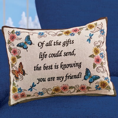 My Friend Tapestry Weave Throw Pillow Decorative Gift - Butterflies, Flowers, Written