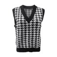 thumbnail image 5 of KDFJPTH Women Houndstooth Print Short Sleeve V-Neck Pullover Sweater Vest, 5 of 5
