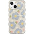 thumbnail image 1 of 2023 Plus Récent Mignon iPhone 13 Cas pour les Femmes Girly, Mode Onde Poignée Conception & Motif Floral Esthétique, Doux TPU Pare-Chocs Protection Claire Téléphone Cas pour iPhone 13 - Fleur de Myrtille, 1 of 5
