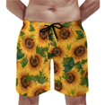 thumbnail image 2 of Summer Board Shorts Yellow Sunflower Flowers Print Graphic Board Short Pants Classic Quick Drying Swim Trunks, 2 of 5