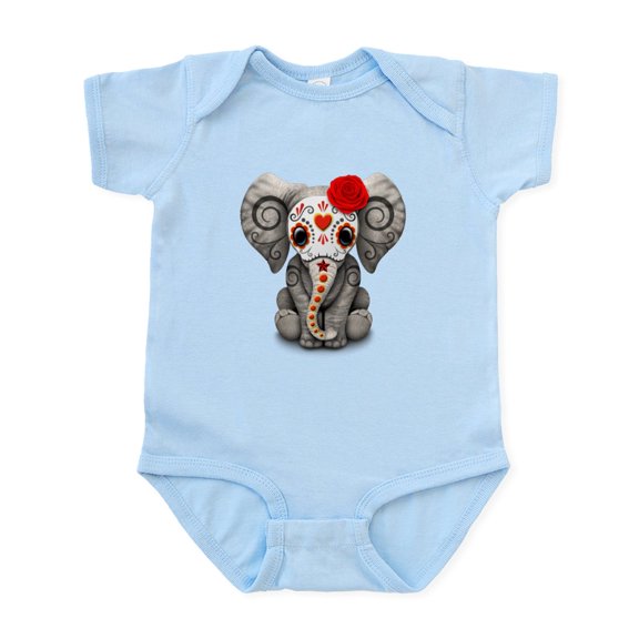 CafePress - Red Day Of The Dead Sugar Skull Baby Elephant Body - Baby Light Bodysuit, Size Newborn - 24 Months