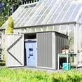 thumbnail image 2 of Outsunny Outdoor Steel Storage Shed Garbage Can Organizer, Light Grey, 2 of 10