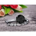 thumbnail image 3 of Glaring Staggering Ring 2 Carat Black Diamond Moissanite Engagement Ring Solid 10k White Gold 6mm Round Cut Gemstone Promise Ring Bridal Ring Set, 3 of 5