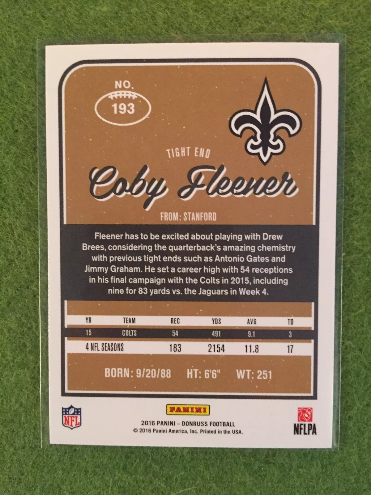 COBY FLEENER SAINTS Football Card 2016 Donruss Press Proof #193 - Rare Red Foil!