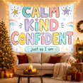 thumbnail image 3 of Calm Kind Confident Words on White with Rainbow, Cheerful Illustration for Kids, Affirmation Wall Art, Back to School Gift, Tapestry Wall Hanging for Bedroom and Study Room, 3 of 7