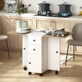 thumbnail image 2 of HOMCOM Foldable Dining Table, Drop Leaf Table on Wheels, White and Oak, 2 of 10