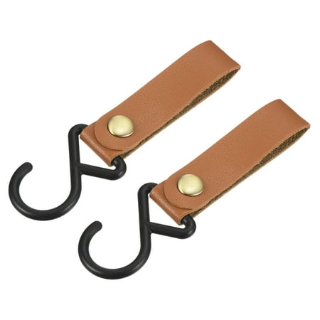 

Uxcell PU Leather S Shelf Camping Hook Plastic Hanger for Hanging Pots Pans Brown 2 Pack