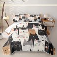 thumbnail image 2 of Manfei Cute Cat Quilt Full, Cartoon Stripes Kitten Full Bedspread Sets, Neutral, 3-Piece, 1 Coverlet and 2 Pillowcases, 2 of 7