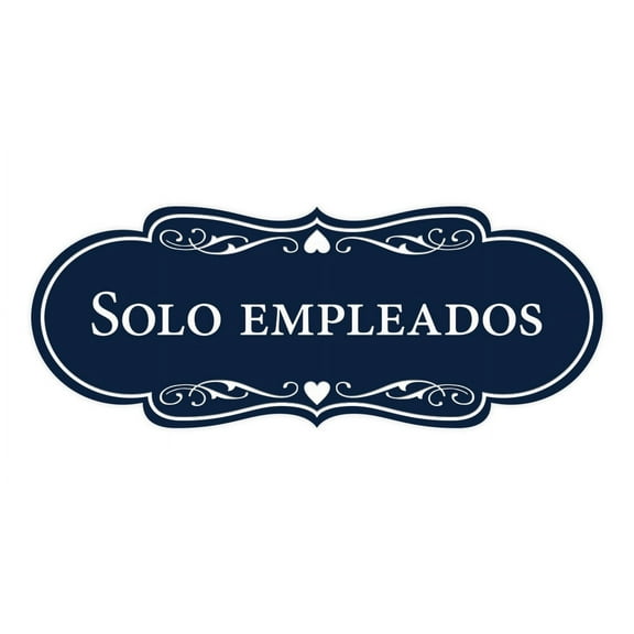 Designer Spanish Solo empleados Sign (Navy Blue / White) - Large