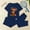 Navy, variant on BLTIBY Women's Pajamas Set 3 PCS Cute Christmas Short Sleeves Loose Comfy Crop Tops Pj's Pants Outfits and Shorts Loungewear Green M