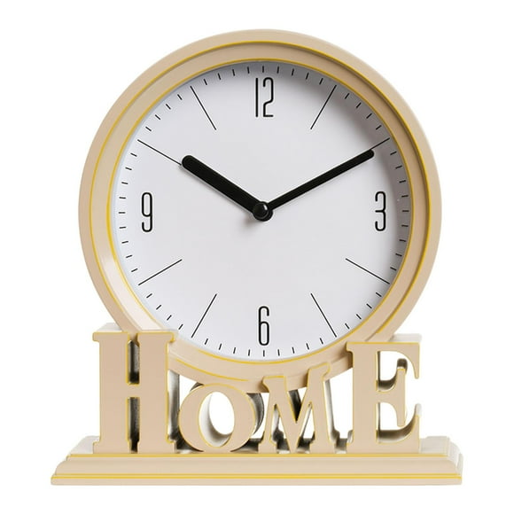 Reloj de escritorio de estilo vintage, estante para oficina, silencioso, fácil de leer, decorativo para el hogar. B-Beige