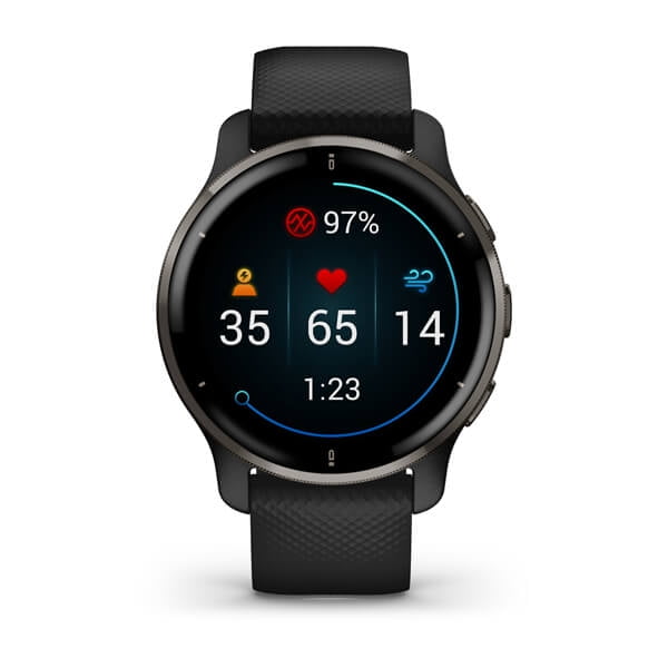 Garmin Venu 2 Plus GPS Smartwatch - Slate Bezel with Black Case 