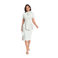 thumbnail image 4 of YUSHO Women Fashion Peplum Bodycon Short Sleeve Bow Club Ruffle Pencil Party Dress, 4 of 7