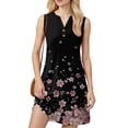 thumbnail image 4 of WTOBBY Women's Fashion Casual Printed V-Neck Button Vest Sleeveless Dress with Pocket, Floral Print for Summer Wear, Airy and Stylish Design for Vacation and Everyday Use,Black L, 4 of 5