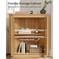 thumbnail image 7 of EYYTHUNG Corner Cabinet, Modern Handless Corner Floor Cabinet with 2 Doors and 2-Tier Shelves, Freestanding Narrow Organizer for Living Room Kitchen Bathroom, Natural Oak, 7 of 7