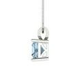 thumbnail image 3 of Clara Pucci 18K White Solid Hypoallergenic Gold 1Ct Blue Zircon Princess Cut Solitaire Designer Necklace Pendant For April, 3 of 7