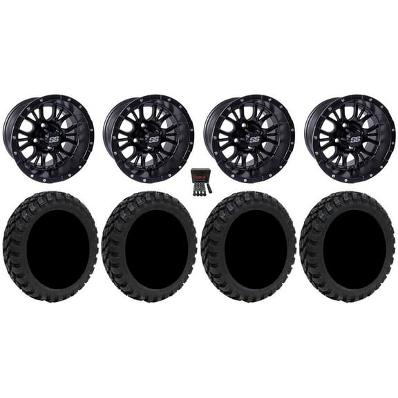 GTW Diesel 12" Golf Cart Wheels Black 22" Nomad Tires E-Z-GO & Club Car