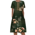 thumbnail image 2 of Dianli Sun Dresses Women Summer Casual Short Sleeve Tunic Shirt Midi Sundresses for Women Daisy Print Plus Size Dress for Women Round Neck Graduation Dress, 2 of 5