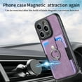 thumbnail image 6 of SaniMore Compatible with iPhone 12 Pro Case, Wallet Stand Elastic Credit Card Slot Magnetic Car Mount Ring Holder Premium PU Leather Protection Cover for iPhone 12 Pro 6.1-inch, Purple, 6 of 9
