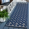 thumbnail image 3 of SAFAVIEH Courtyard Neville Geometric Trellis Indoor/Outdoor Area Rug, 6'7" x 9'6", Navy/Light Beige, 3 of 10