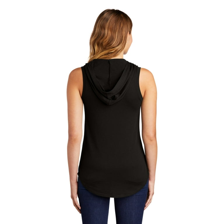 District Adult Female Women Electric Heather Sleeveless Hoodie Black 3X Large