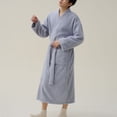 thumbnail image 3 of Defitshape Men's Long Sleeve Fuzzy Robe Soft Fleece Winter Long Bath Robes Thick House Sleeping Sleepwear Grey Medium, 3 of 4