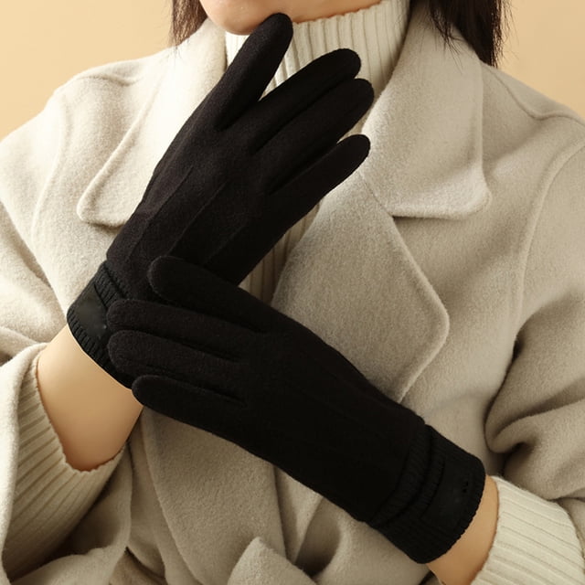 Uklsqma Faux Cashmere Winter Cycling Gloves for Men and Women | Soft Double-Sided Warmth | Touchscreen Compatible Fingertips | Rib-Knit Cuffs for Cold Protection | Comfortable Lined Gloves Fo