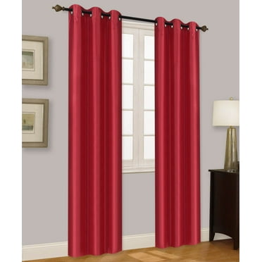Elio Red 2-Piece 100% Thermal Blackout Grommet Window Curtain With Foam Backing Set, Solid Room Darkening Panels 35" X 84" Each