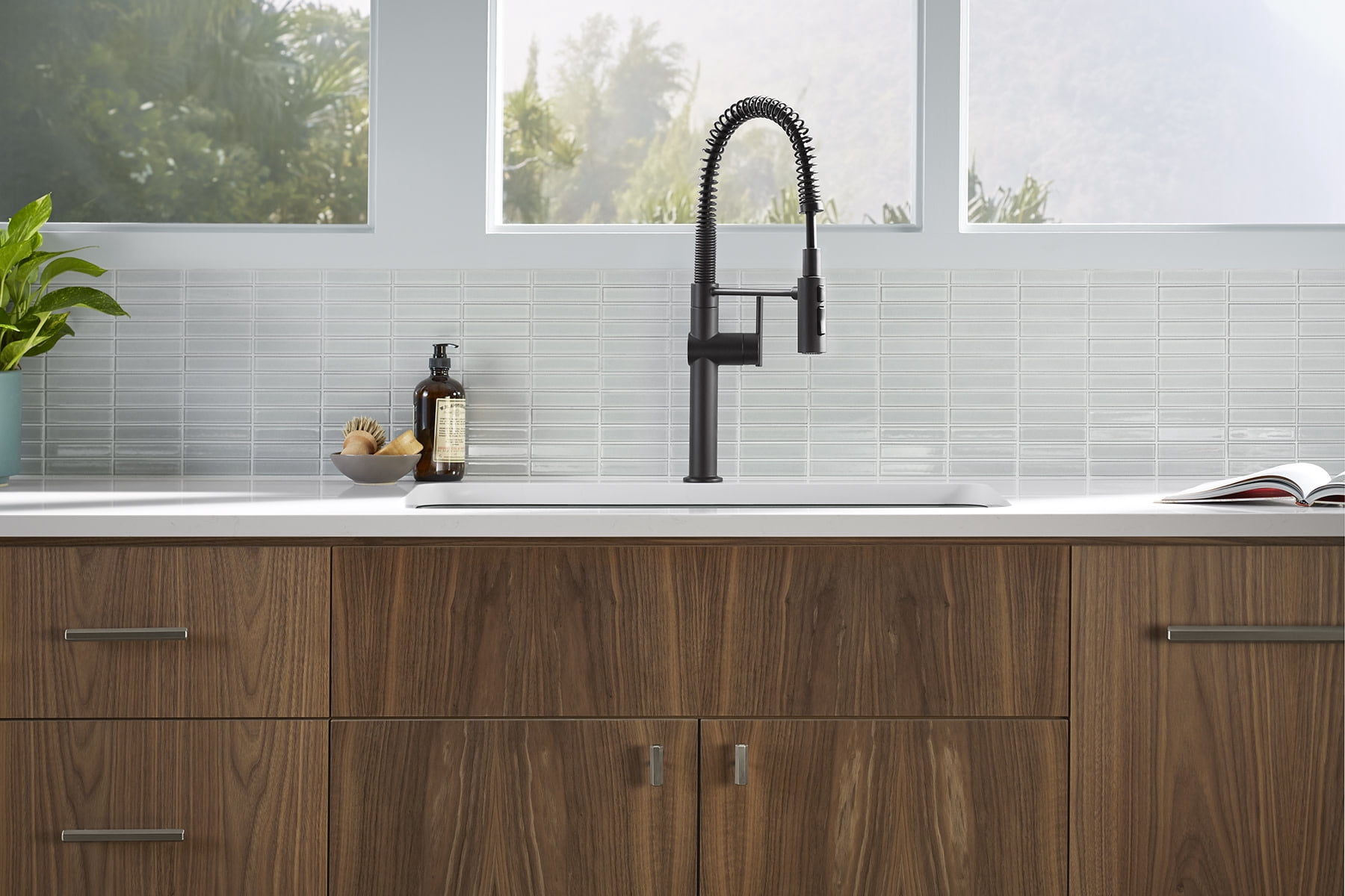 KOHLER 22973-VS Crue High-Arc Kitchen Faucet with Pull Down Spring Spout, Professional Pre-Rinse Kitchen Faucet, Commercial Faucet, Vibrant Stainless