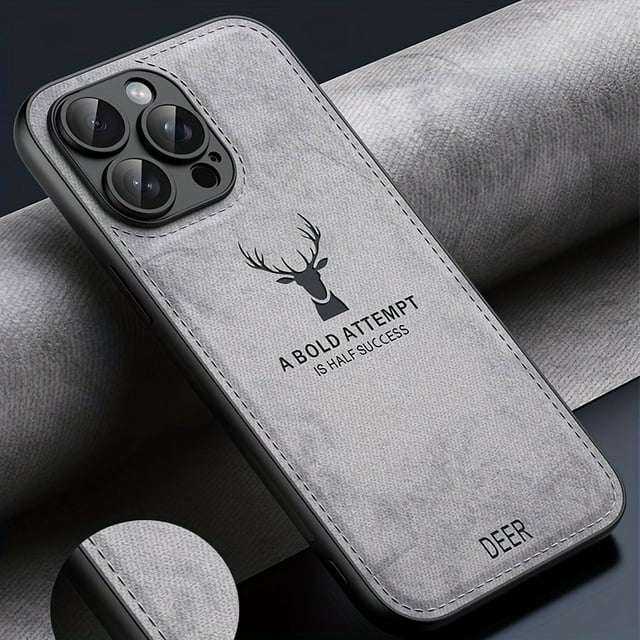 Premium Faux Leather Deer Head Pattern Phone Case - Durable & Stylish Protection for Iphone 11/12/13/14/15 Plus/Pro/ProMax - Fashion-Forward Business Style - Anti-Scratch Grip-Friendly Accessory