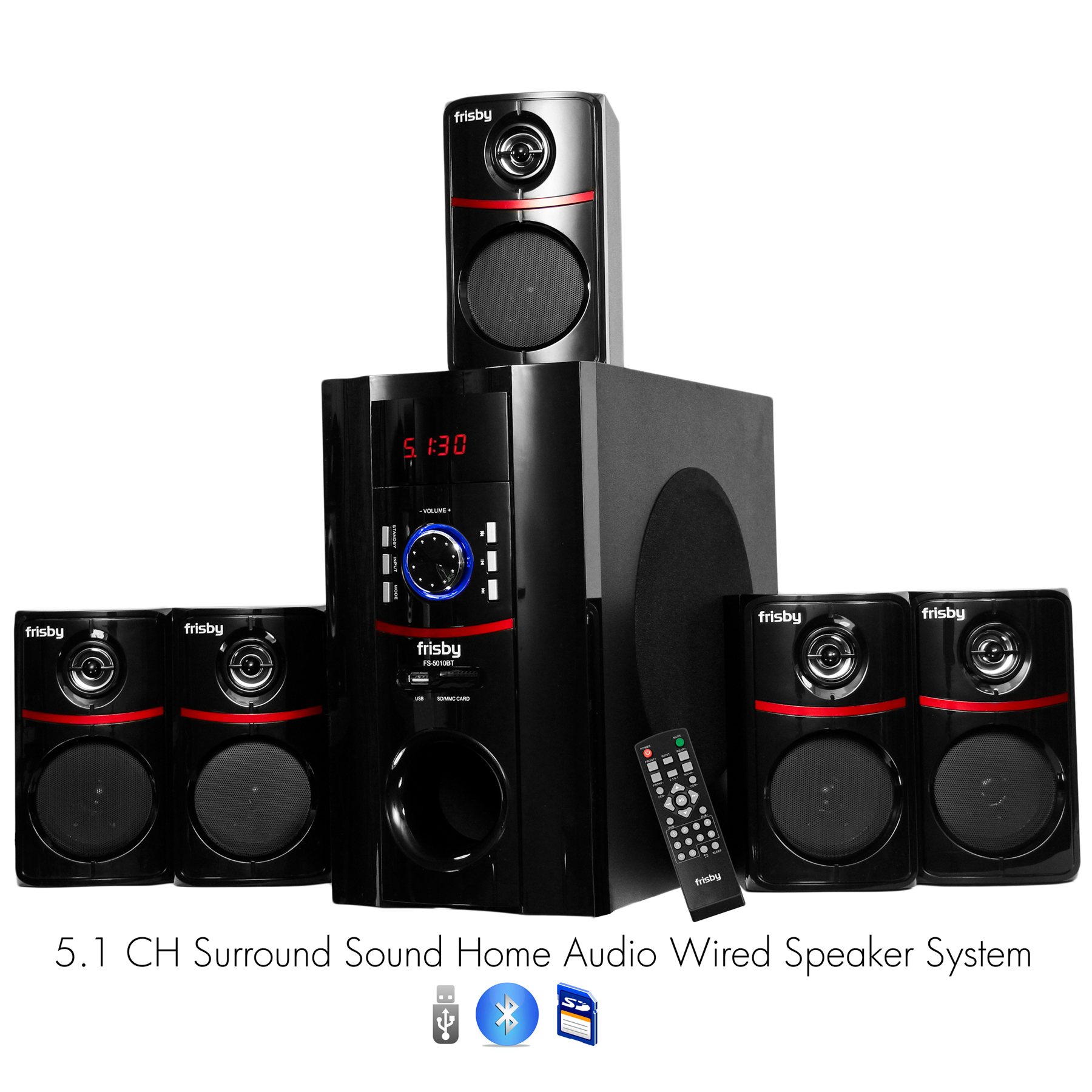 Frisby FS5010BT 5.1 Surround Sound Home Theater Speakers System with