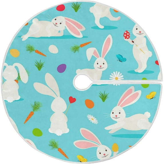 FMSHPON Easter Xmas Christmas Tree Skirt Stand Mat for Holiday Party Decoration Indoor Outdoor 36 inches