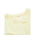 thumbnail image 3 of T-Shirt Court d'Été à Manches Courtes pour Femmes, Déchiré, Jaune, L, 3 of 6