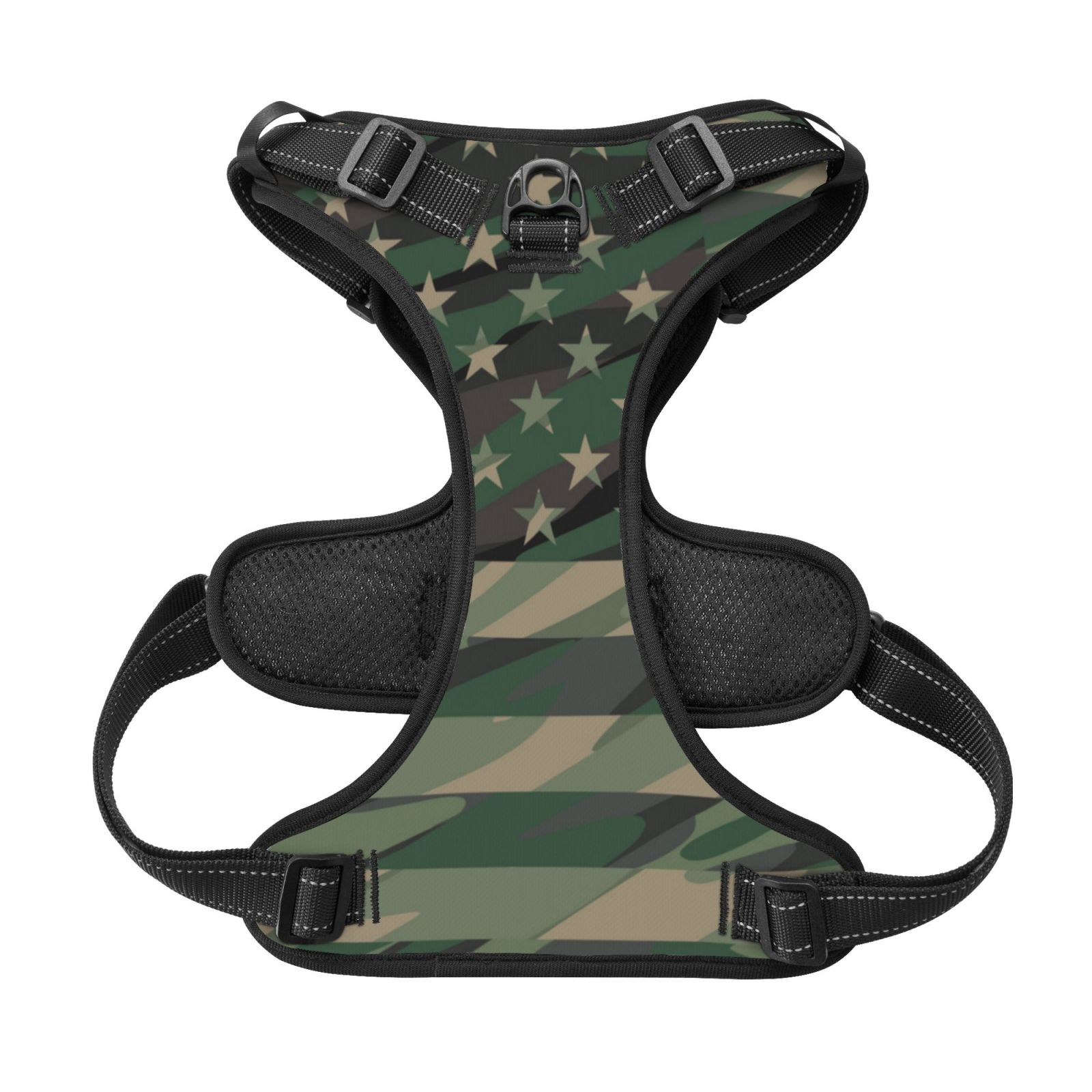 Picia Jungle Green Camo USA Flag No-Pull Dog Harness Reflective Front Clip Vest with Handle,Step-in Air Dog Harness,Adjustable 2 Metal Rings 4 Buckles,Easy to Put on & Take Off Small