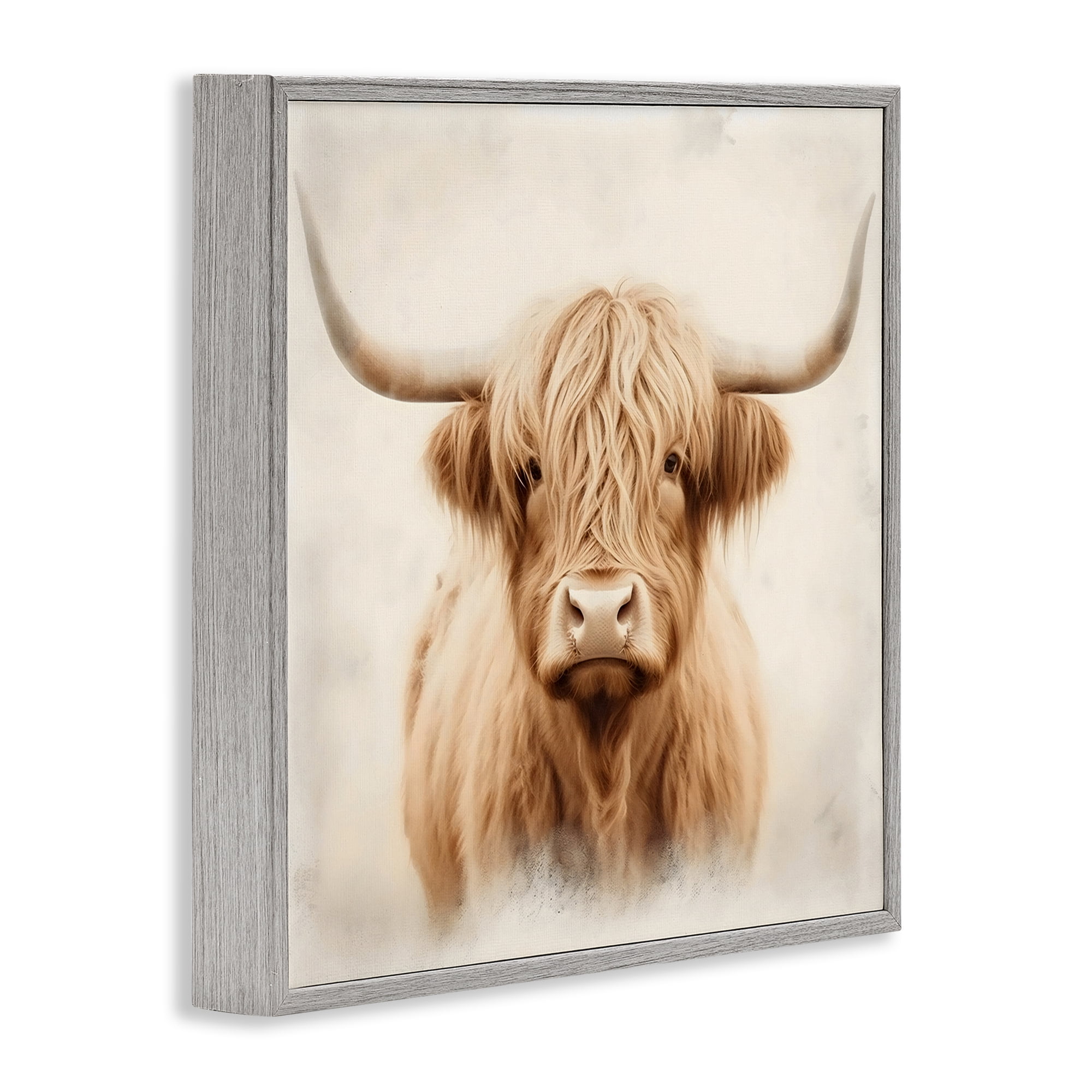 Stupell Industries Dreamy Fluffy Highland Portrait Gray Framed Giclee Art, design by Creative Studio