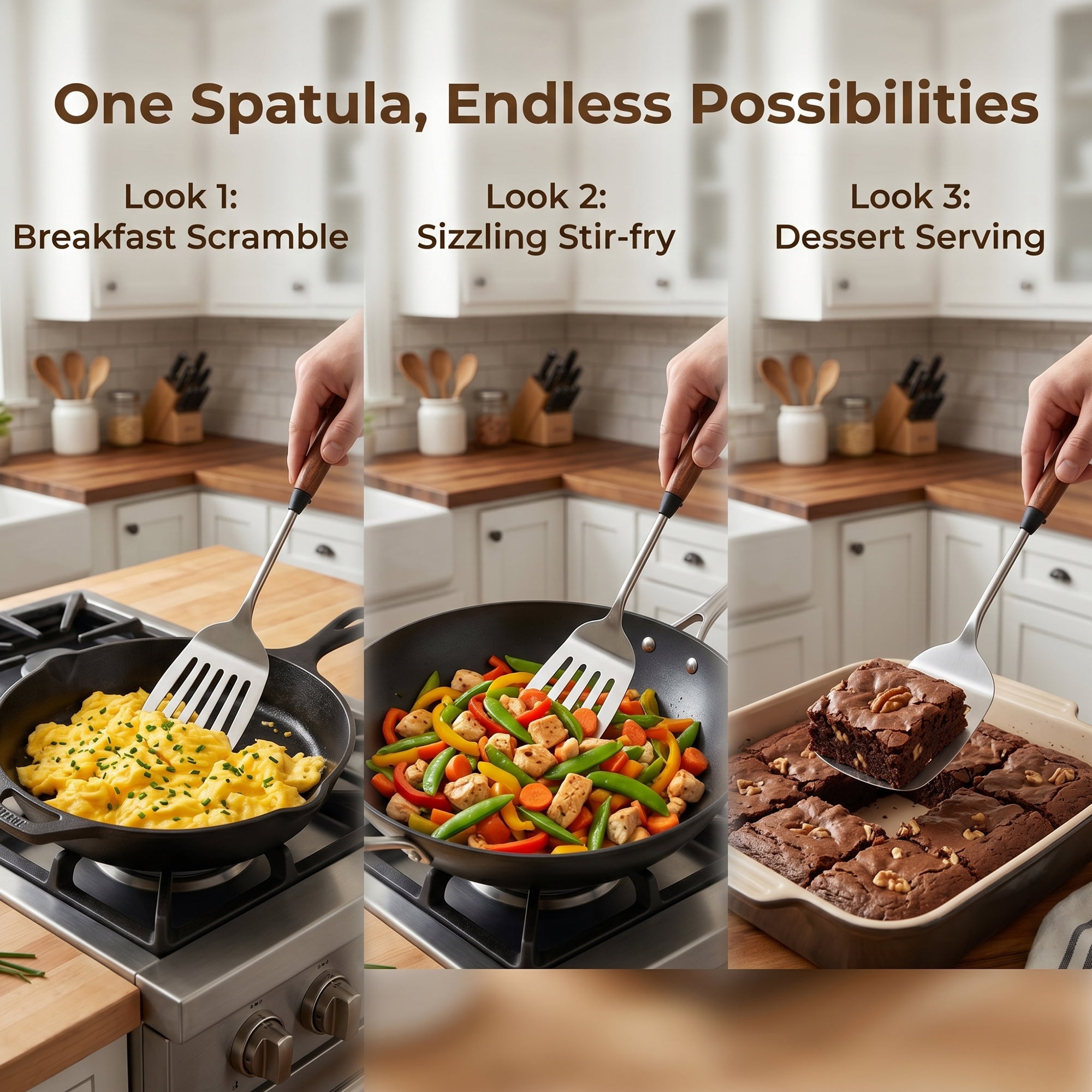 Unique Bargains Durable Kitchen Utensil Spatula Ideal for Serving Silver 16x3.1 inch