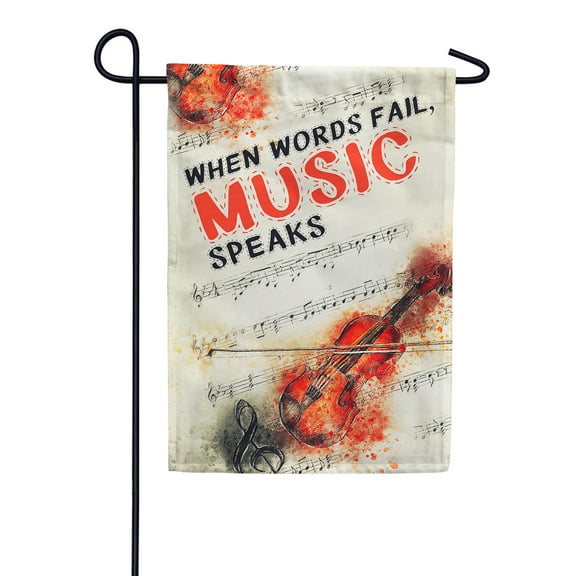 America Forever When Words Fail Music Speaks Garden Flag 12.5 x 18 inches Musical Quote Double Sided Musical Note Violin Seasonal Yard Outdoor Decorative Motivational Garden Flag