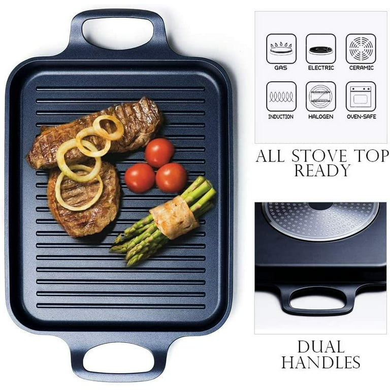Nonstick Grill Pan, Induction Stove Top Grill Plate, Grill Top for Stove,  Grilled Pan for Stovetop, Grilling Pan for Indoor, Glass Top Grill Skillet, Gas  Range Grill Panel 