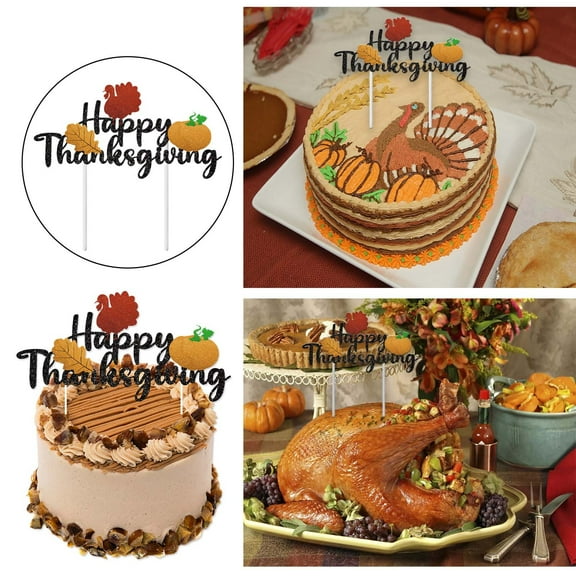Happy Thanksgiving Cake Topper Cake Toppers Thanksgiving Turkey Pumpkin Maple Leaf Thanksgiving Theme Birthday Party Supplies 1Pc Cake Inserts Easy To Use