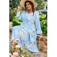 thumbnail image 4 of Plus Size Sky Blue Floral Bracelet Sleeve V Neck Tiered Maxi Dress for Women - [ZhiHiMeRi] | (US 14W-16W)1X, 4 of 8
