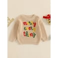 thumbnail image 4 of Toddler Baby Girls Boys Sweater 0 3 6 9 12 18 24 Months 2T 3T Christmas Clothes Letter Embroidery Crew Neck Long Sleeve Kids Pullovers Fall Tops, 4 of 9